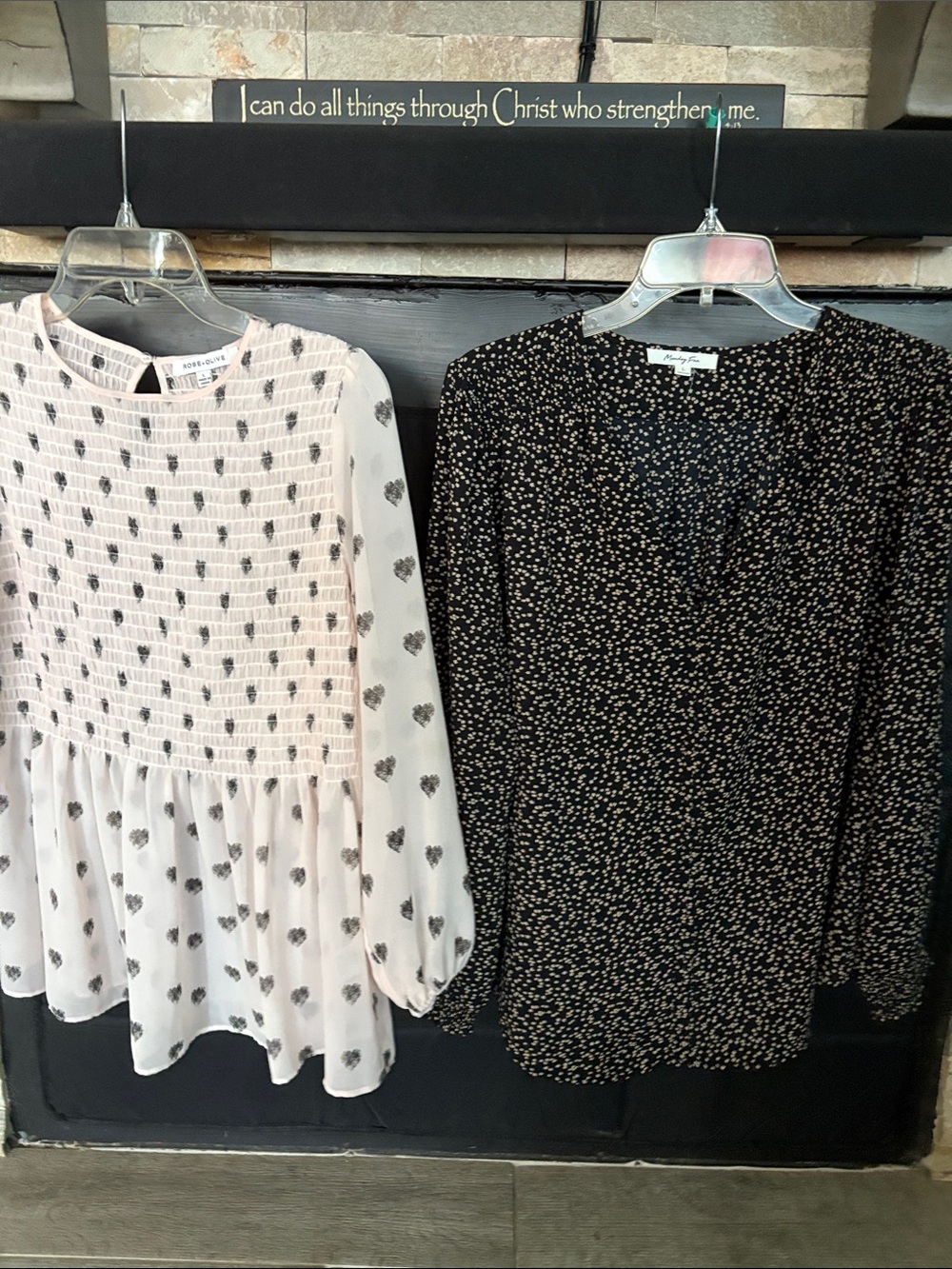 Rose & Olive Ivory Peasant Tunic with Black Heart Print